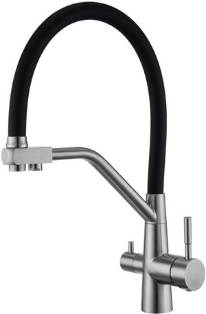 Смеситель для кухни G-Lauf ZAM18-F090YB на гайке, под фильтр, нержавеющая сталь